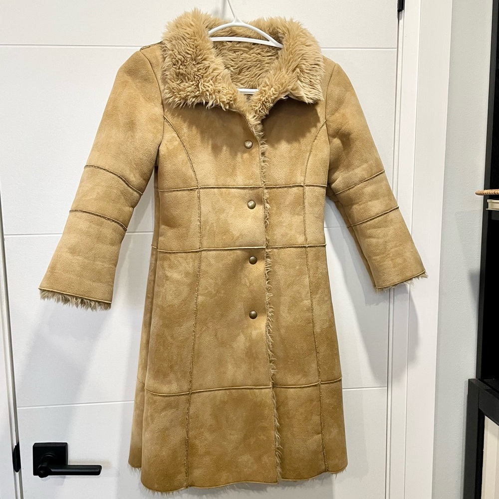 New Marks & Spencer girls Winter Shearling Coat faux sheepskin coat size 5-6